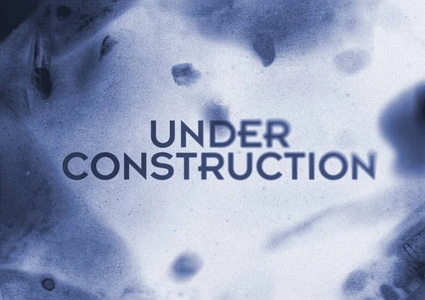 Construction Title Grunge Style Grain Partial Blur Blue White Color — Stock Photo, Image