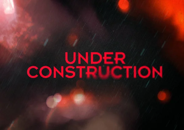 Construction Title Grunge Style Grain Partial Blur Black Red Color — Stock Photo, Image