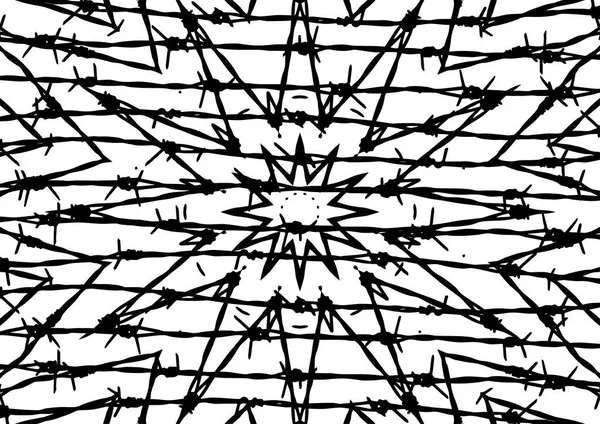 Abstract Barbed Wire Background Fence Illustration Isolated White — Stock Photo, Image