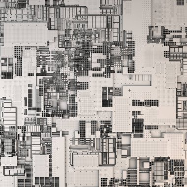 3D görüntüleme, anakart çizimi, silikon bileşenler, çip, büyük veriler, fütüristik soyut internet ve bilgi teknolojisi kavramı. Teknoloji Arkaplan kavramı.