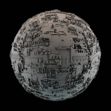 Karanlık arka planda mistik bir küre. Bilim kurgu konsepti. 3d illüstrasyon.