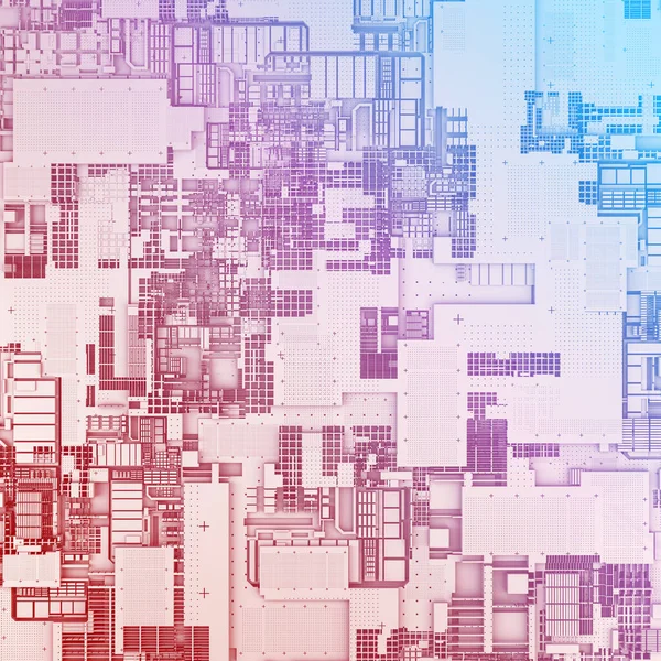 Render Illustration Motherboard Silicon Components Chip Big Data Futuristic Abstract — ストック写真