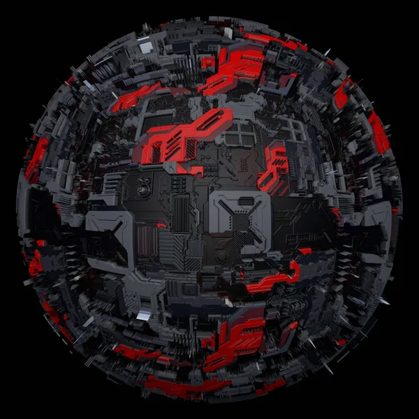 黑暗背景下的神秘球体 科幻小说概念 3D说明 — 图库照片