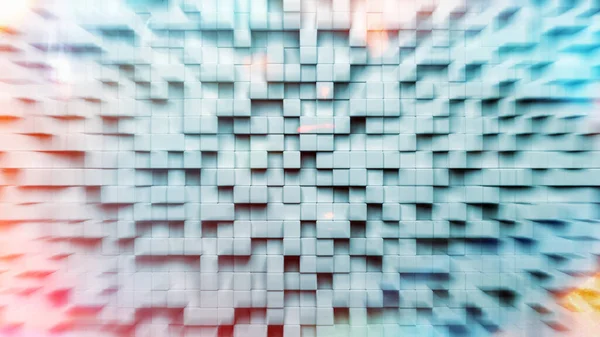 Render Illustration Abstract Background Extruding Cubes Field Geometry Colorful Lights — Fotografia de Stock