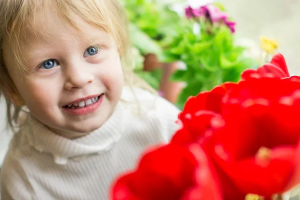 kırmızı lale güzel bebek