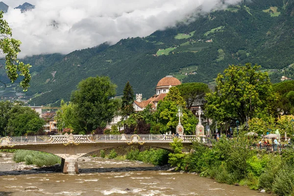 Merano Passer Nehri Eski Postbrcke Ile — Stok fotoğraf