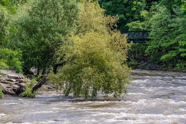 意大利梅拉诺的帕萨河在大雨后水位很高 — 图库照片
