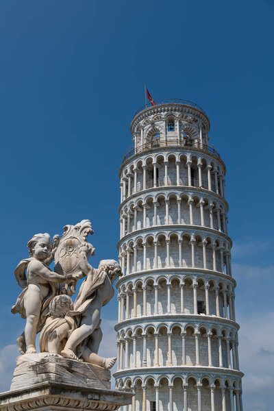 Tower of Pisa and Fontana dei Putti , Pisa, Tuscany italy 22.07.2021