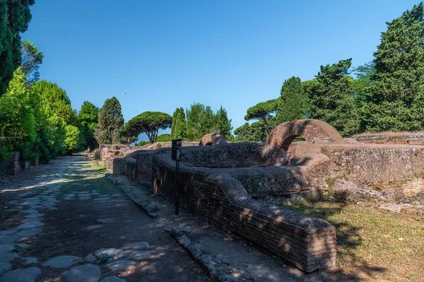 Vista Panorâmica Ostia Antica Antigo Porto Roma — Fotografia de Stock