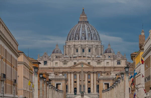 Panorama Szene Frühen Morgen Auf Dem Petersplatz Rom Italien — Stockfoto