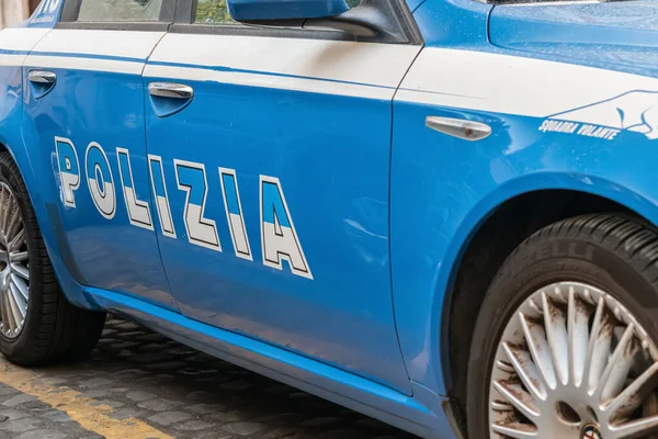 Großaufnahme Eines Italienischen Polizeiwagens Squadra Volante Rom Italien — Stockfoto