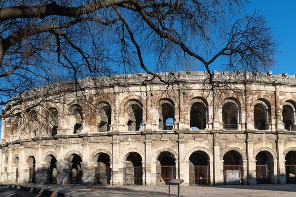 Winter Nimes Occitanie Region Southern France View Famous Roman Coliseum — Stock Photo, Image