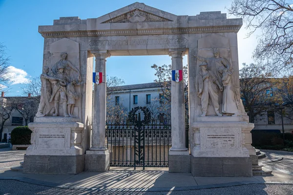 Memorial Commemorates Residents Nimes Who Were Killed Missing Great War — стоковое фото