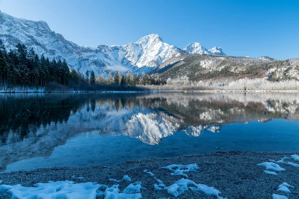Paese Delle Meraviglie Invernali Sogno Almtal Salzkammergut Alberi Ghiacciati Montagne — Foto Stock