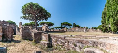 Ostia Antica 'nın Panoramik Görünümü (Roma' nın antik limanı)