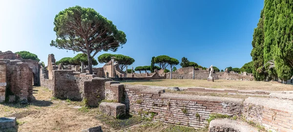 Panoramiczny Widok Ostię Antica Starożytny Port Rzymu — Zdjęcie stockowe