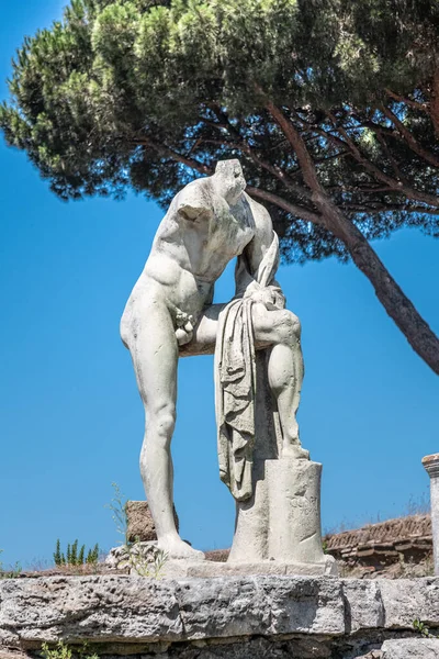Tempel Des Herkules Ostia Antica Marmordetails Der Herkules Statue — Stockfoto