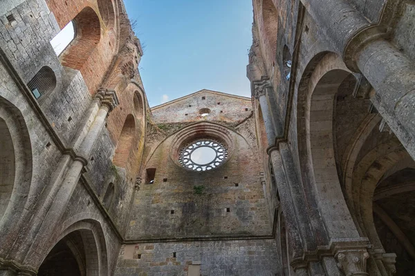 Opactwo San Galgano Włochy Abbazia San Galgano Pierwotna Nazwa Ruiny — Zdjęcie stockowe