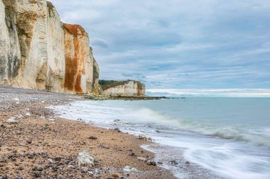 Petites Dalles Beach in the centre of the high cliffs of the Alabaster Coast, Normandy, France