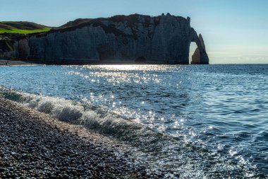 The famous white chalk cliffs of Etretat, Normandy, France