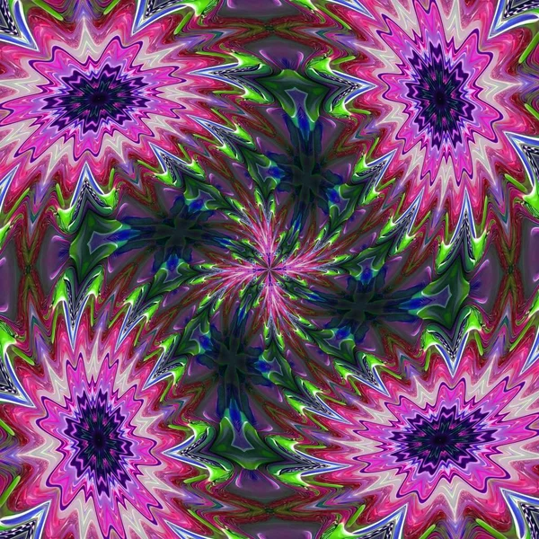 Beautiful Pink Green Colors Petunia Flower Concept Kaleidoscope Style Mandala — Stockfoto