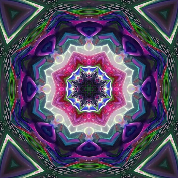 Schöne Rosa Und Grüne Farben Der Petunienblüte Konzept Kaleidoskop Stil — Stockfoto