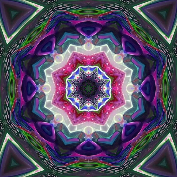 Beautiful Pink Green Colors Petunia Flower Concept Kaleidoscope Style Mandala — Fotografia de Stock