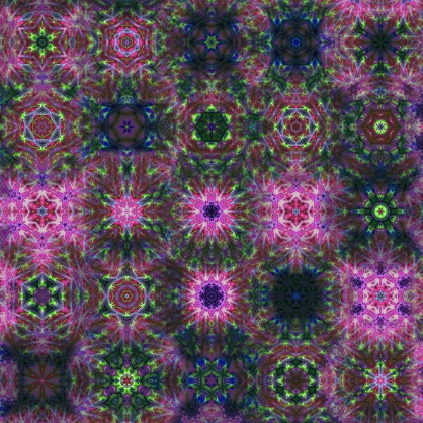 Beautiful Pink Green Colors Petunia Flower Concept Kaleidoscope Style Mandala — Stockfoto