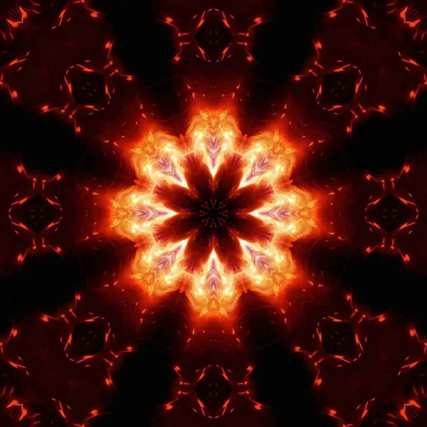 Plné Barevné Kombinace Neonový Ornament Lávový Oheň Červené Květy Koncept — Stock fotografie