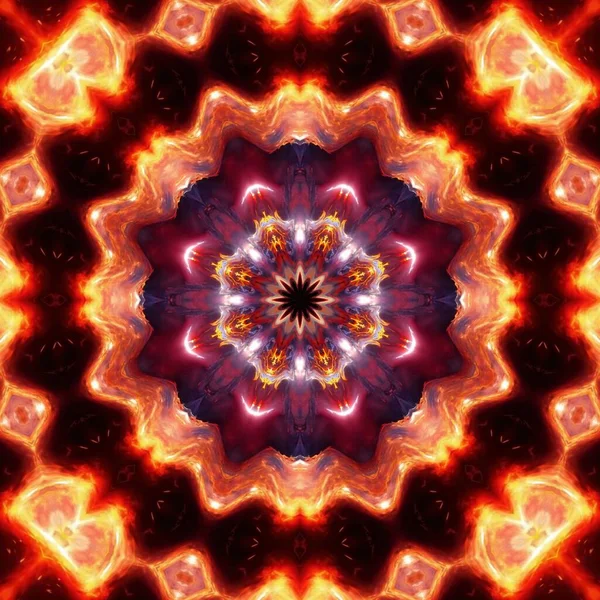 Tam Renk Kombinasyon Neon Süsü Lav Ateşi Desenli Kırmızı Çiçek — Stok fotoğraf