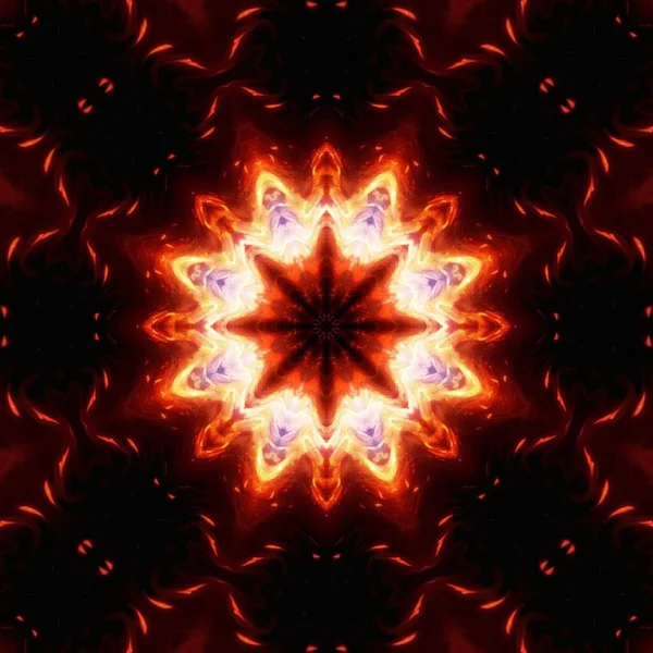Полное Сочетание Неонового Орнамента Лавового Огня Концепции Красного Цветка Узором — стоковое фото