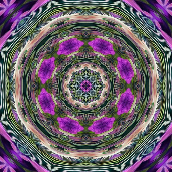 Цветы Цветущие Фиолетовым Волнистым Абстрактным Дизайном Линии Концепция Симметрии Геометрический — стоковое фото
