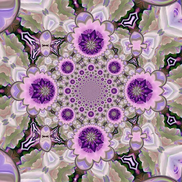 Цветы Цветущие Фиолетовым Волнистым Абстрактным Дизайном Линии Концепция Симметрии Геометрический — стоковое фото