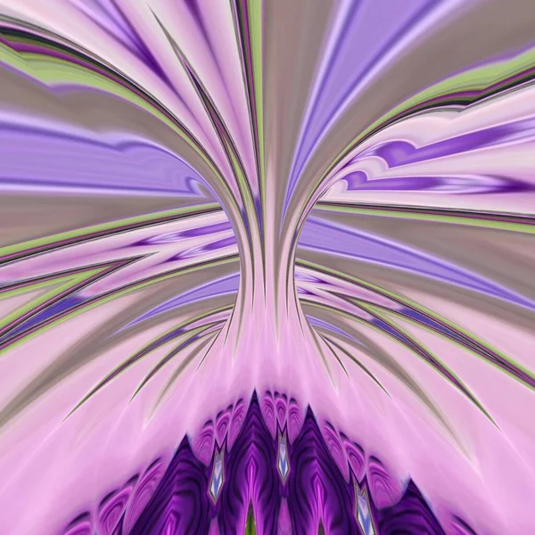 花绽放的紫罗兰波浪形抽象线条设计 对称概念 几何图案 浅色图案 万花筒 螺旋形和极性主题 — 图库照片