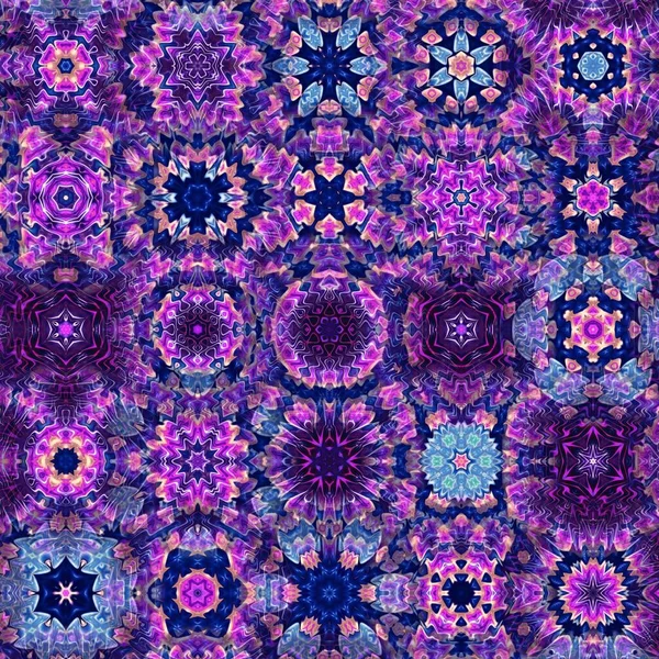 ネオンクラゲ色のパターン層のテクスチャ万華鏡幾何学的なデザイン シームレスな 波状と花 ヴィンテージと現代的な概念とスパイラル — ストック写真