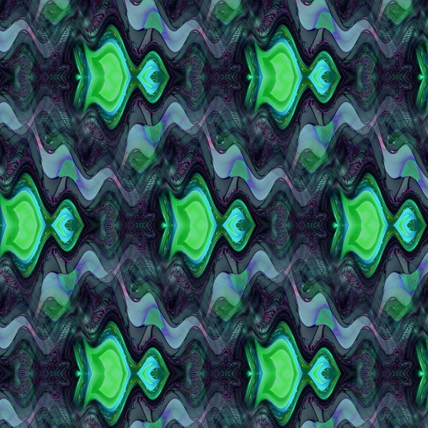Graphic decoration ornament texture of earth and green moss with flaming elements on a bright background. Kaleidoscope design concept and seamless pattern