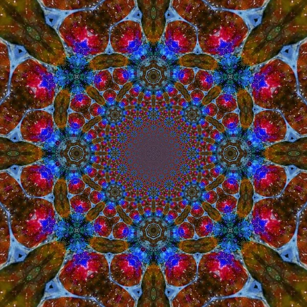 Design Flowers Blooming Forest Traditional Motif Lines Angles Kaleidoscope Concept — стоковое фото