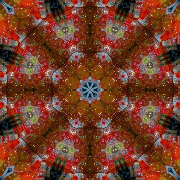 Design Flowers Blooming Forest Traditional Motif Lines Angles Kaleidoscope Concept — Foto de Stock