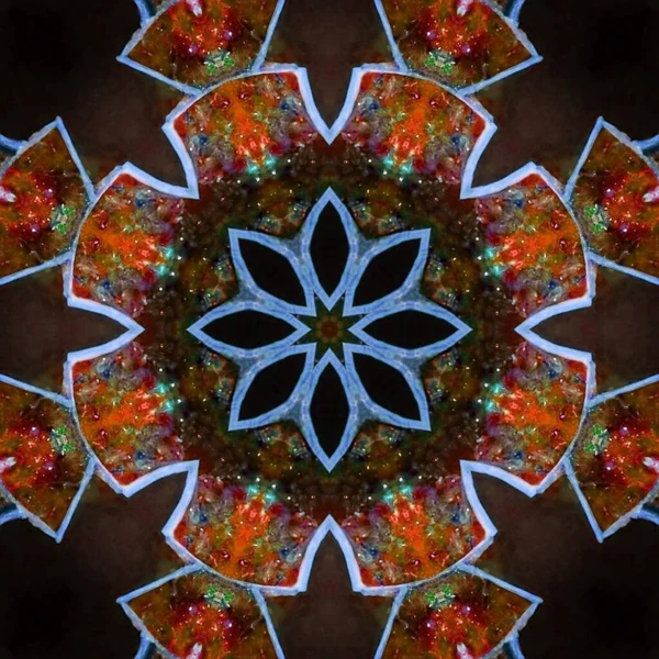 Design Flowers Blooming Forest Traditional Motif Lines Angles Kaleidoscope Concept — Φωτογραφία Αρχείου