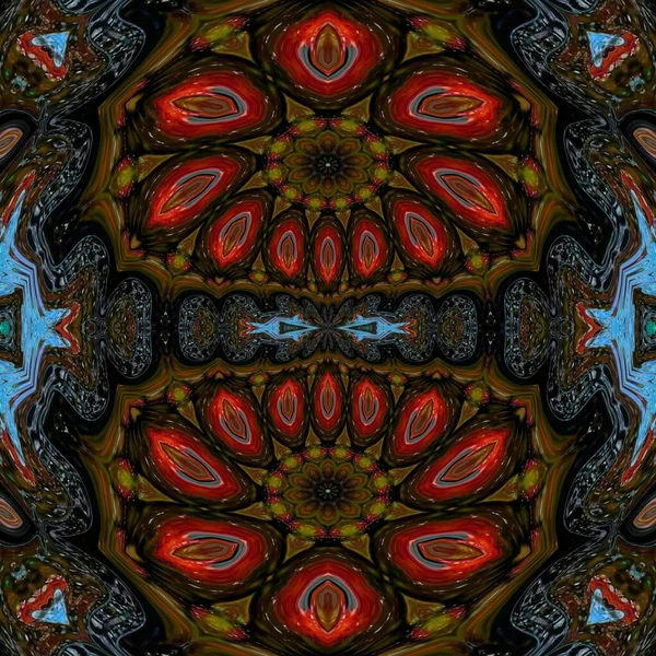 Design Flowers Blooming Forest Traditional Motif Lines Angles Kaleidoscope Concept — стоковое фото