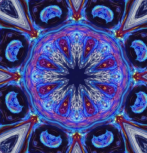 Corrugated Crystal Theme Blooming Flower Art Decoration Kaleidoscope Ornament Seamless — Stock Photo, Image