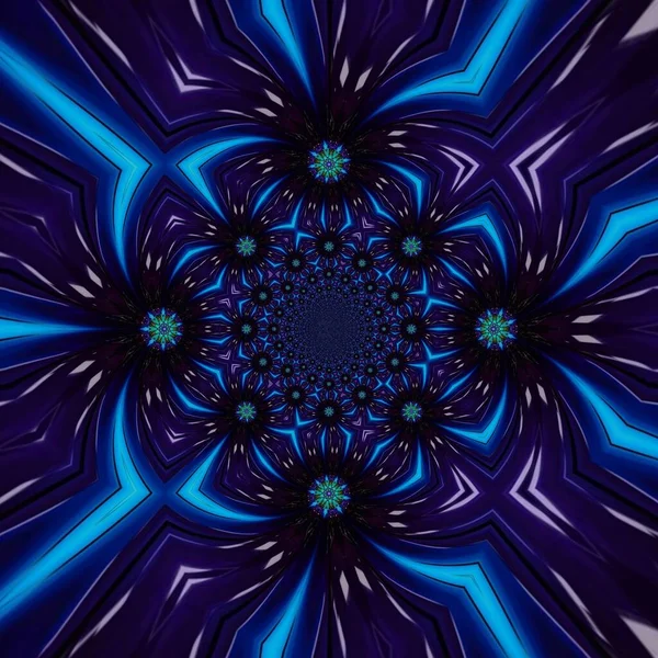 Mavi Siyah Pürüzlü Doku Çiçek Açan Buz Kristal Katmanı Kaleydoskop — Stok fotoğraf