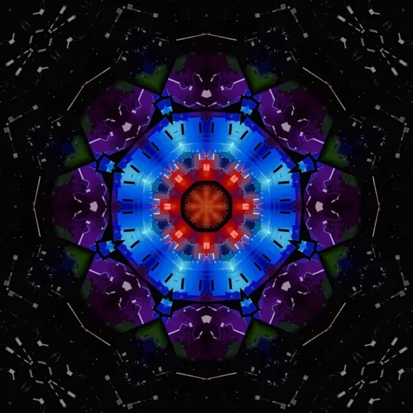 Kék Fekete Recés Textúra Virágzó Jégkristály Réteg Kaleidoszkóp Textúra Háttér — Stock Fotó