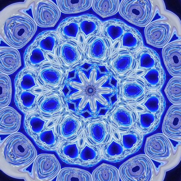 Stjernelysdisko Med Iskrystallstruktur Bakgrunn Blåfarge Energieffekt Kaleidoskopkonsept Sømløst Mønster Mandala – stockfoto