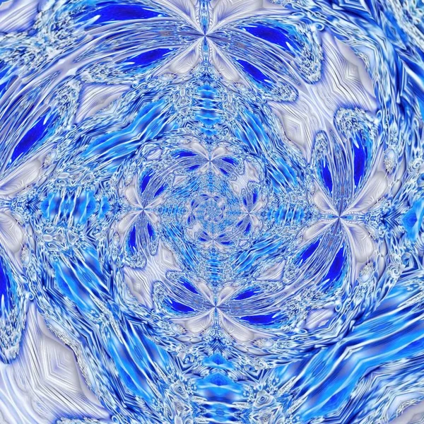 Fraktální Vzor Kaleidoskop Bezešvý Vzor Tématem Květinové Ozdoby Kvetoucí Vlnité — Stock fotografie