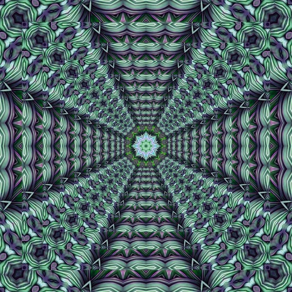 Design Texture Caleidoscopio Modello Senza Cuciture Mandala Foglia Verde Arte — Foto Stock