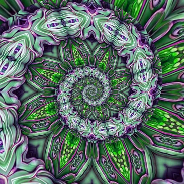 Design Texture Caleidoscopio Modello Senza Cuciture Mandala Foglia Verde Arte — Foto Stock