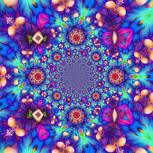 Feminine Weave Rainbow Flowered Decoration Dominated Pink Kaleidoscope Design Geometric — Stock Photo, Image