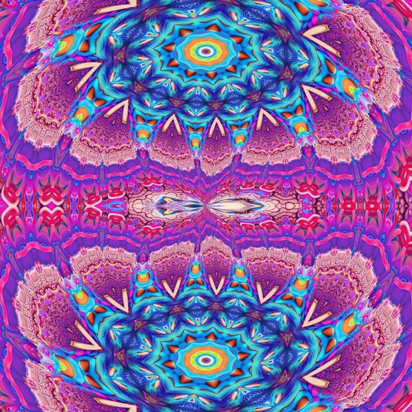 Női Szövés Szivárvány Virágos Dekorációval Domináns Rózsaszín Kaleidoszkóp Design Geometrikus — Stock Fotó