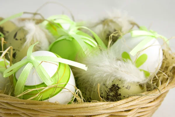 Easter eggs in a basket — Stock Photo, Image